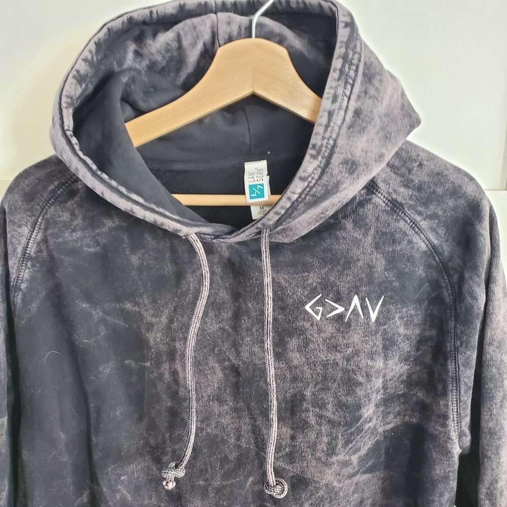 Gray Tie-Dye Hoodie "God Is Greater Than The Highs Or Lows" Womens M Christian - Picture 4 of 8